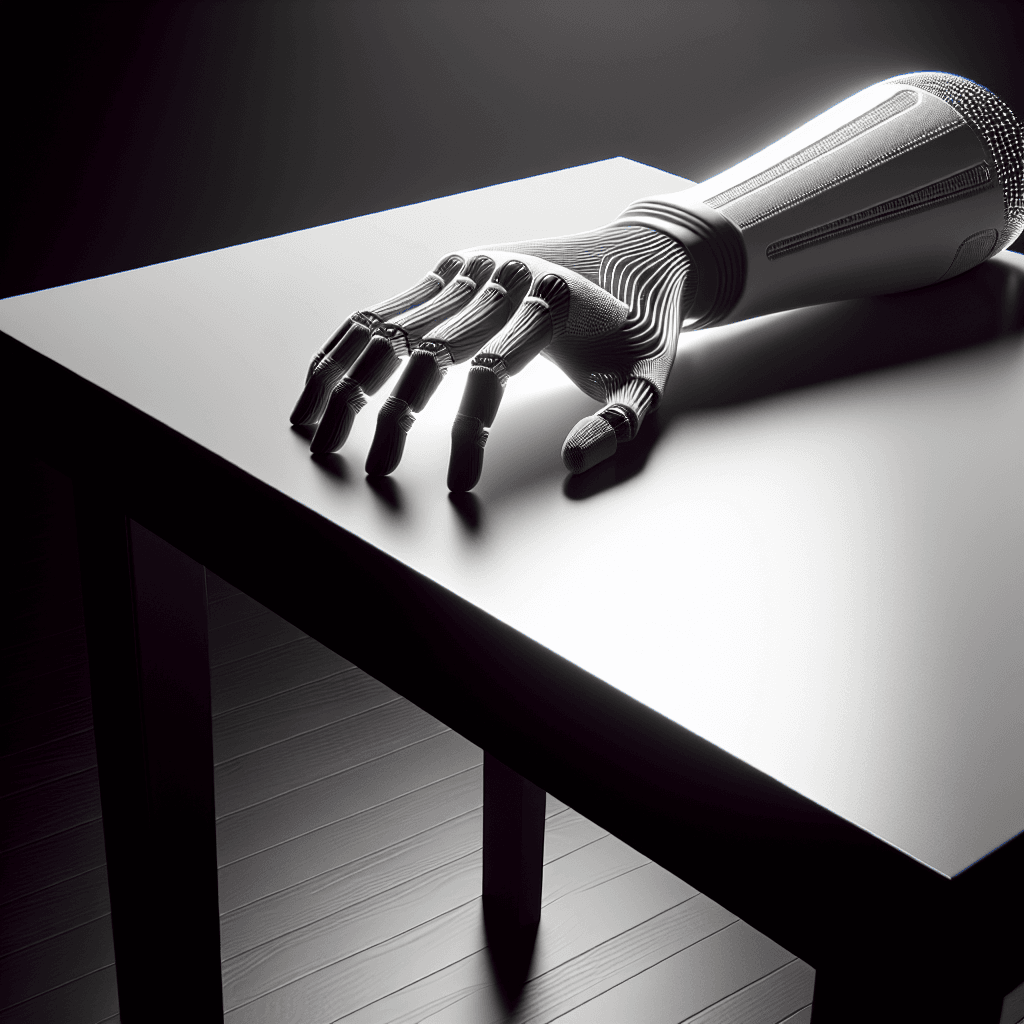 3D printed prosthetic limb on a table